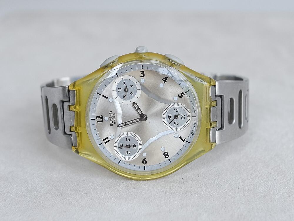 Swatch Skin Chrono Flatzone SUYK100G 2001 Yellow Dial 38mm Aluminum Strap Swiss